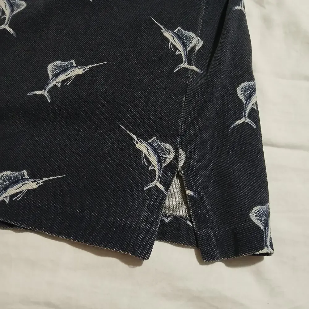 VTG POLO by Ralph Lauren large Navy Blue 100% cotton SAILFISH polo short-sleeved